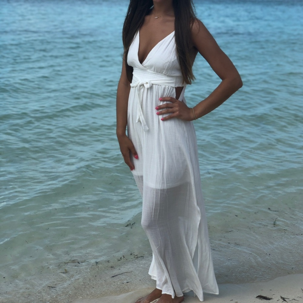 Flowy Ivory Strapless Dress